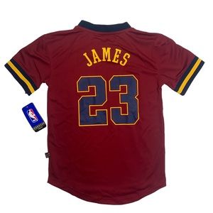 NBA Boys Youth Size M 10/12 LeBron James Short Sleeve Mesh Player Top Burgundy